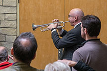 Scott Freeby plays &ldquo;Taps&ldquo; played at close of ceremony. Image courtesy of Tom Parish.