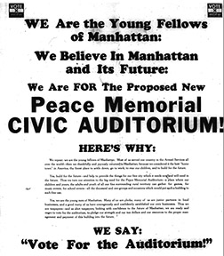 Voters went to the ballot box to support
the construction of Peace Memorial Auditorium.