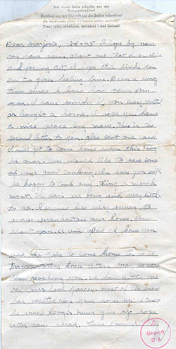 One of last of many letters written home (here as POW).